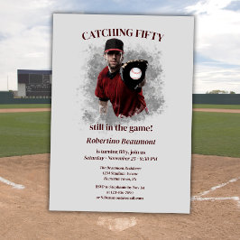 Invitación Modern Baseball Catching Fifty Men's 50th Birthday