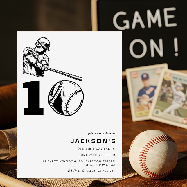 Invitación Modern Baseball Theme Sports Boy 10TH Birthday (Subido por el creador)