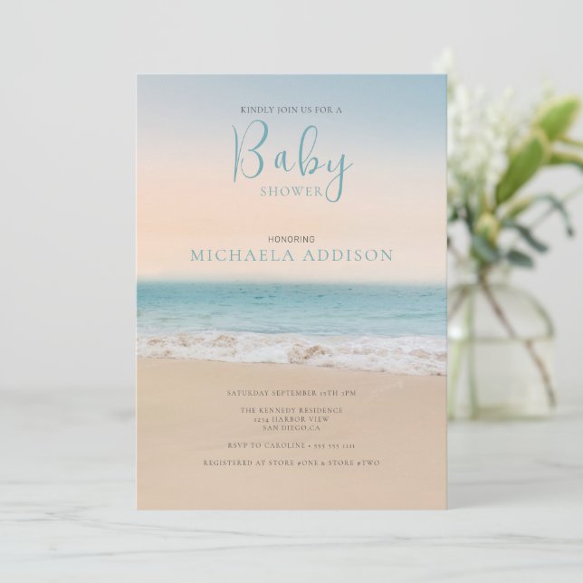 Invitación Modern Beach Baby Shower Gender Neutral (Anverso de pie)