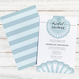 Invitación Modern Beach Blue Shell Bridal Shover