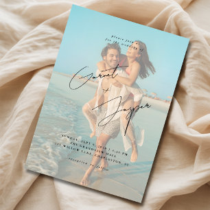 Invitación Modern Beach Romance Presupuesto Overlay Boda de f