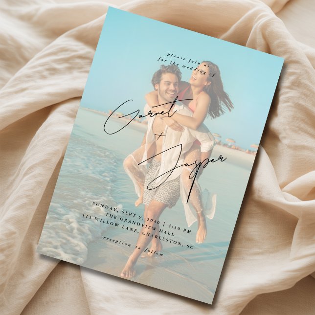 Invitación Modern Beach Romance Presupuesto Overlay Boda de f (Subido por el creador)
