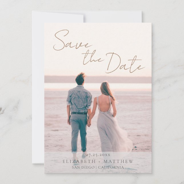 Invitación Modern Beach Wedding Save the Date (Anverso)