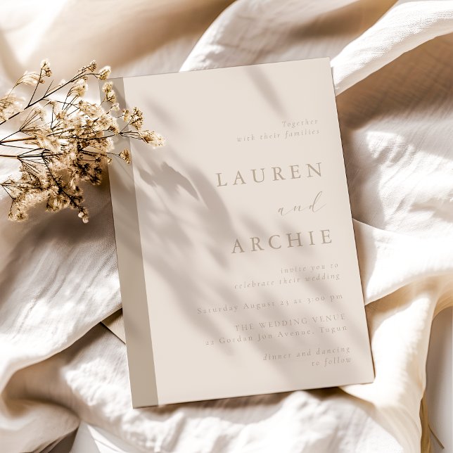 Invitación Modern Beige & Ivory Minimal Wedding (Subido por el creador)