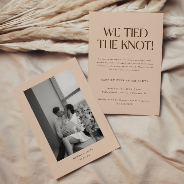 Invitación Modern Beige Wedding Elopement & Reception Party (Subido por el creador)