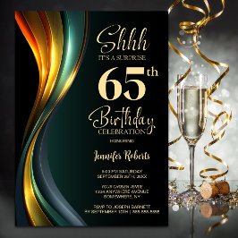Invitación Modern Black and Gold Surprise 65th Birthday Party
