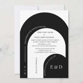 Invitación Modern Black and White Arched Wedding