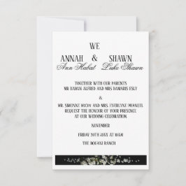 Invitación Modern Black and White Floral Wedding Invitation