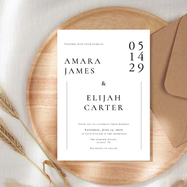 Invitación Modern Black and White Minimal Wedding (Subido por el creador)
