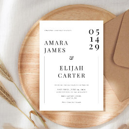 Invitación Modern Black and White Minimal Wedding