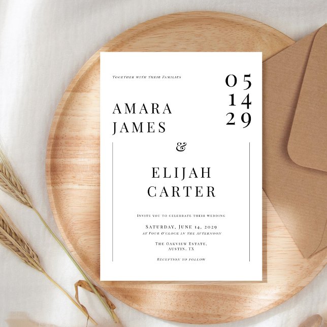 Invitación Modern Black and White Minimal Wedding (Subido por el creador)