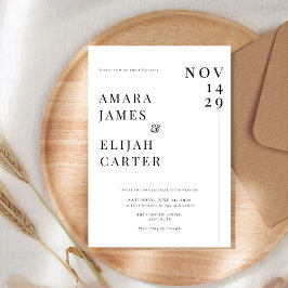 Invitación Modern Black and White Minimal Wedding