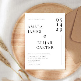 Invitación Modern Black and White Minimal Wedding