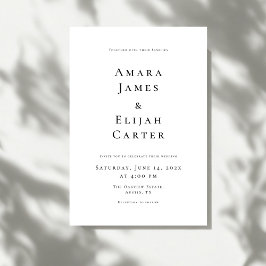Invitación Modern Black and White Minimal Wedding