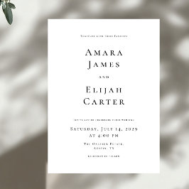Invitación Modern Black and White Minimal Wedding