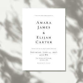 Invitación Modern Black and White Minimal Wedding