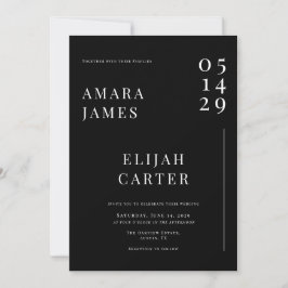Invitación Modern Black and White Minimal Wedding