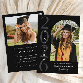 Invitación Modern Black and White Minimalist Photo Graduation