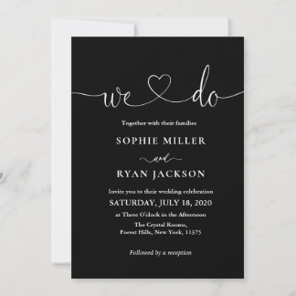 Invitación Modern black and white Photo Wedding