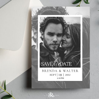 Invitación Modern Black and White Photo Wedding Invitation