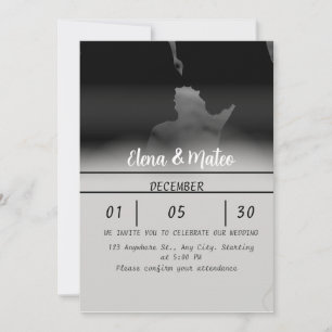 Invitación Modern Black and White Photo Wedding Invitation