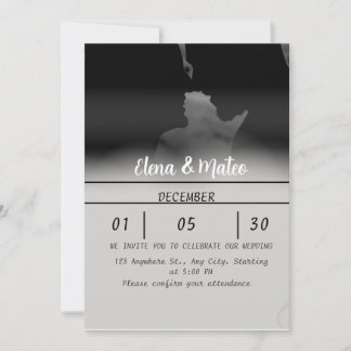 Invitación Modern Black and White Photo Wedding Invitation
