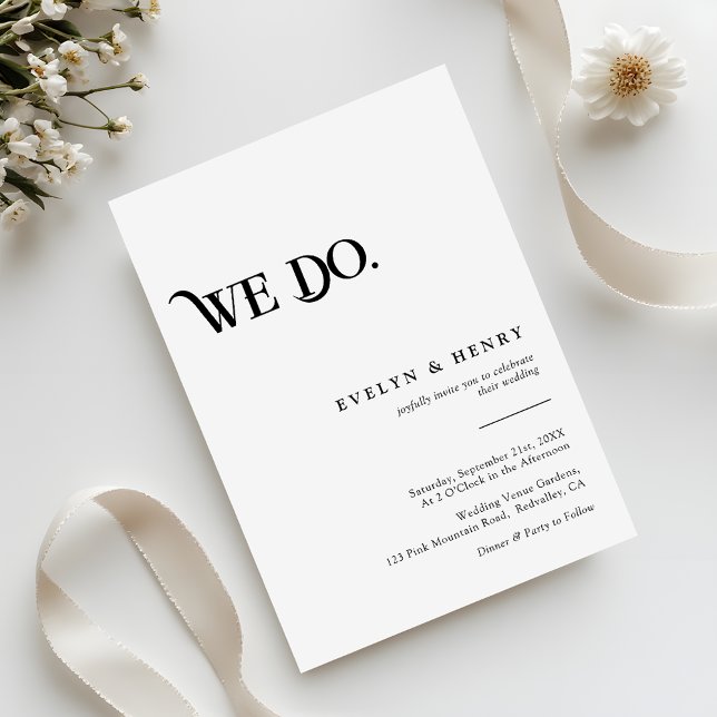 Invitación Modern Black and White We Do Wedding (Subido por el creador)