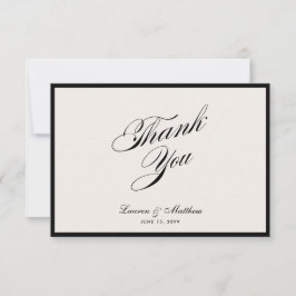 Invitación Modern Black Border Ivory Wedding Thank You Card