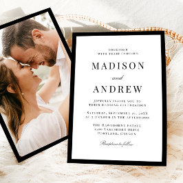 Invitación Modern Black Border Photo Wedding