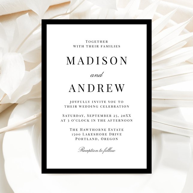 Invitación Modern Black Border Wedding (Subido por el creador)