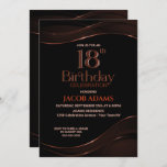 Invitación Modern Black Brown 18th Birthday Party<br><div class="desc">Invite a sus amigos y seres queridos a celebrar su 18 cumpleaños con esta elegante invitación de cumpleaños en negro y marrón.</div>