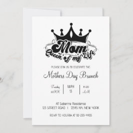 Invitación Modern Black Crown MOM Queen of my life Invitation