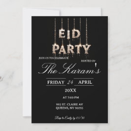 Invitación Modern Black elegant Eid Party Invitation 