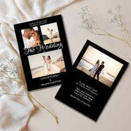 Invitación Modern Black Elegant Script Photo Classic Wedding 