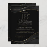 Invitación Modern Black Gold 18th Birthday Party<br><div class="desc">Invite a sus amigos y seres queridos a celebrar su 18 cumpleaños con esta elegante invitación de cumpleaños en negro y oro.</div>