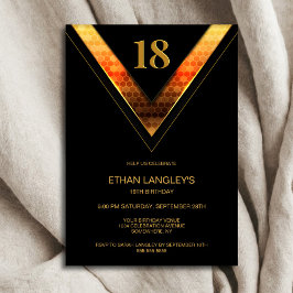 Invitación Modern Black Gold 18th Birthday Party