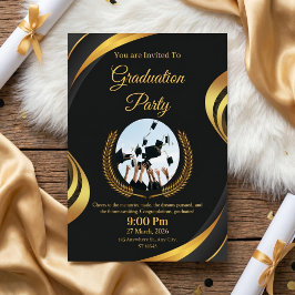 Invitación Modern Black & Gold Graduation Party