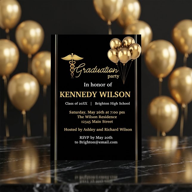 Invitación Modern Black Gold Graduation Party 2026 (#GraduationParty
#GraduationInvitation
#ClassOf2026
#GradPartyDecor
#BlackAndGold
#LuxuryInvitation
)