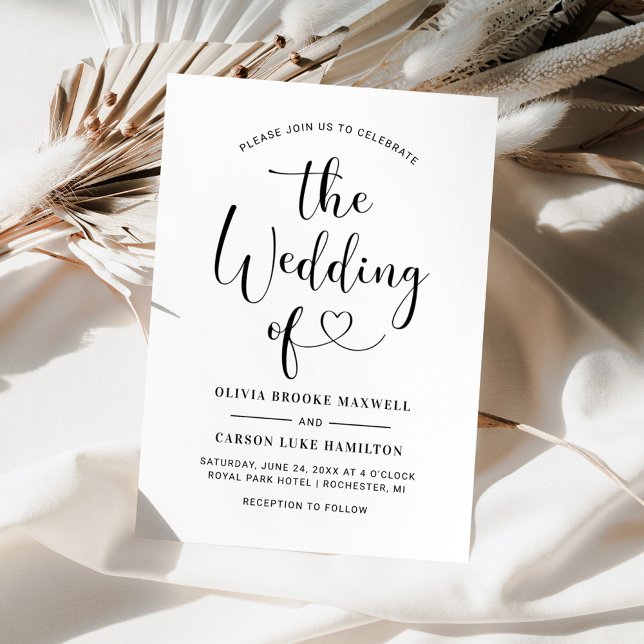 Invitación Modern Black Heart Calligraphy Script Boda (Subido por el creador)