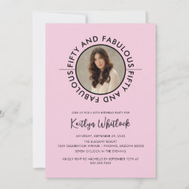 Invitación Modern Black Pink Fifty and Fabulous Party