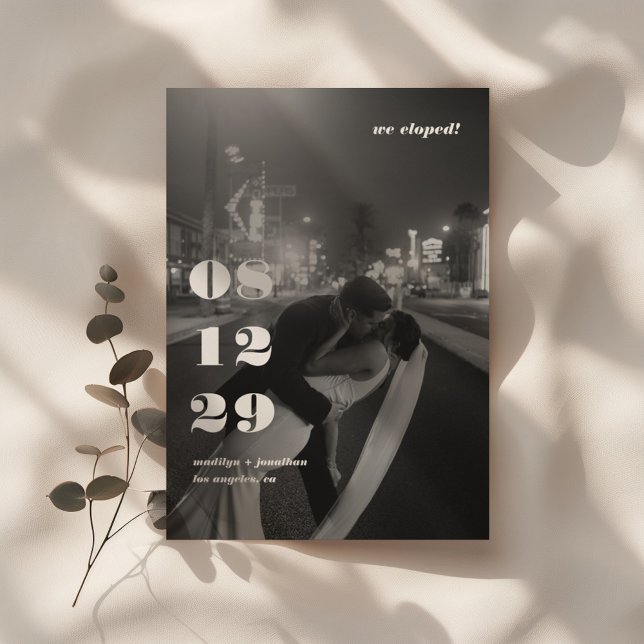 Invitación Modern Black White Retro Wedding Elopement Party (Subido por el creador)