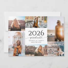 Invitación Modern Black + White Script 2026 Graduation