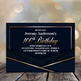Invitación Modern Blue 100th Birthday Party