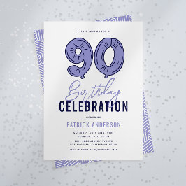 Invitación Modern Blue 90th Birthday Party