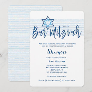 Invitación Modern Blue Bar Mitzvah Invitation