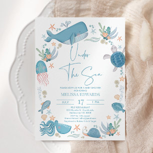 Invitación Modern Blue Boys Ocean Under the Sea Baby Shower