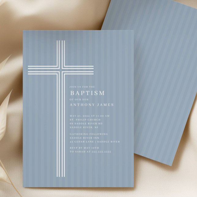 Invitación Modern Blue Cross Baptism Invitation (Subido por el creador)