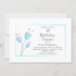 Invitación Modern Blue Floral 18th Birthday Dinner Fiesta<br><div class="desc">Una moderna cena de cumpleaños con flores azules pintorescas.</div>