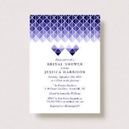Invitación Modern Blue Geometric Love Hearts Bridal Shower