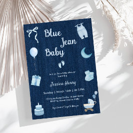Invitación Modern Blue Jean Baby Denim Baby Shower